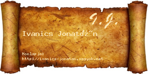 Ivanics Jonatán névjegykártya